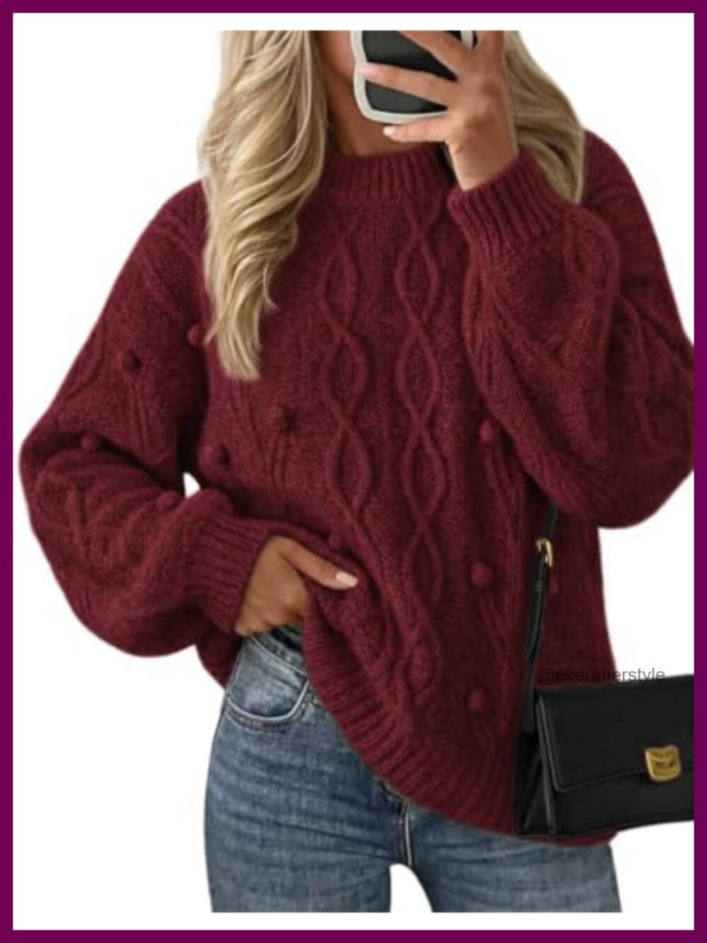 Loose Fit Cable Knit Crewneck Pullover Sweater - Cozy Fall Winter Top